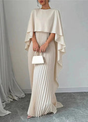 Pleated Batwing Sleeve Maxi Dress