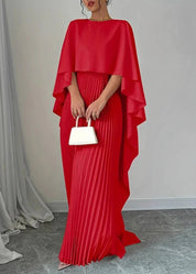 Pleated Batwing Sleeve Maxi Dress
