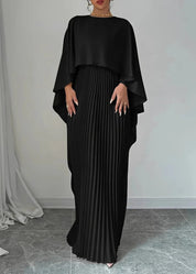 Pleated Batwing Sleeve Maxi Dress