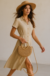Natural Bohemian Straw Handbag