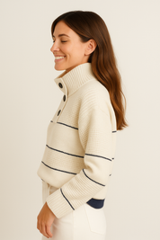 Button Collar Knit Pullover