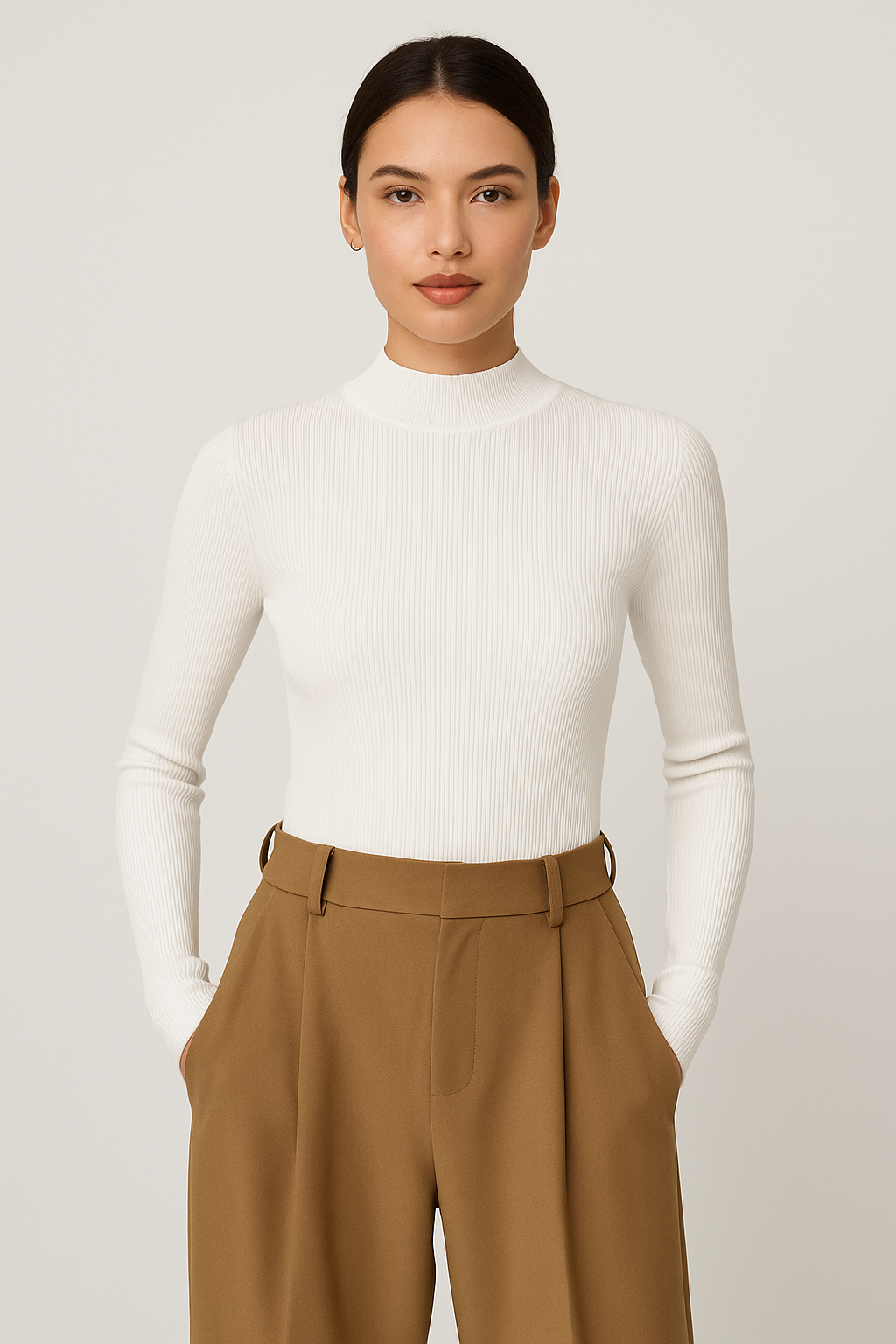 Cleo Ribbed High Neck Top