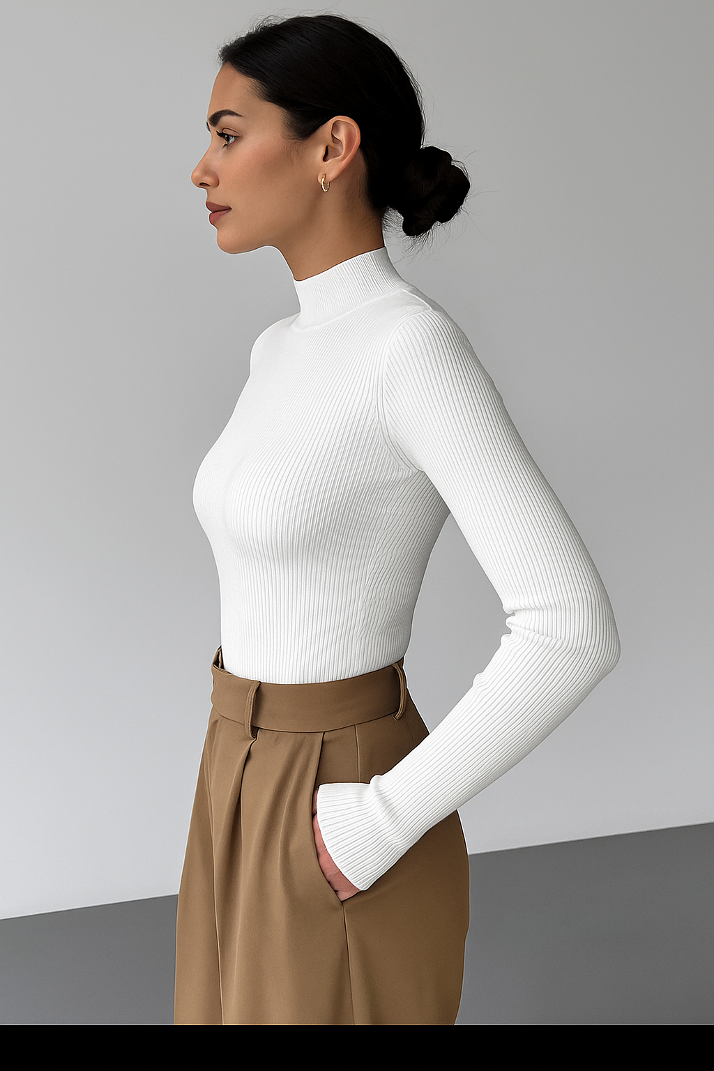 Cleo Ribbed High Neck Top