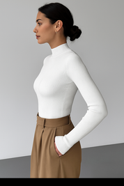 Cleo Ribbed High Neck Top