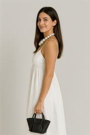 Coastal Open Back Cotton Maxi Dress