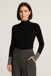 Contrast Cuff Knit Sweater