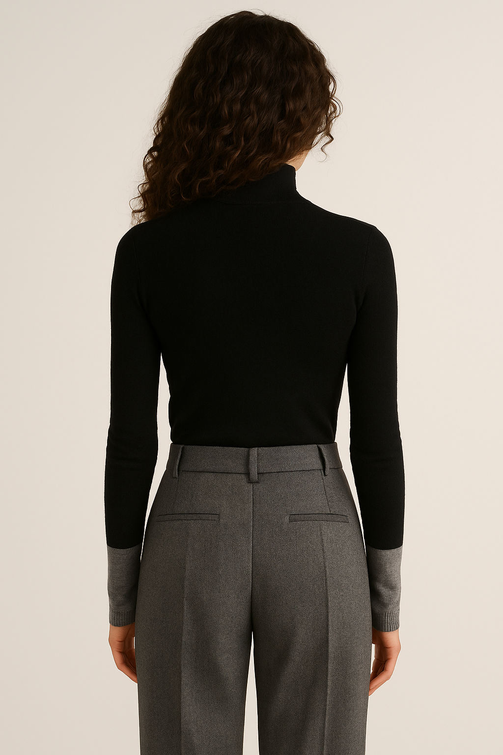 Contrast Cuff Knit Sweater