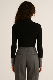 Contrast Cuff Knit Sweater