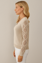 Crochet Sleeve Knit Sweater