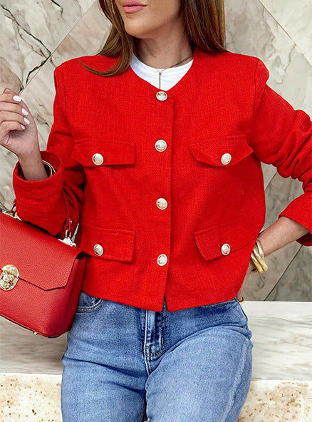 Grace Pearl Button Cropped Jacket