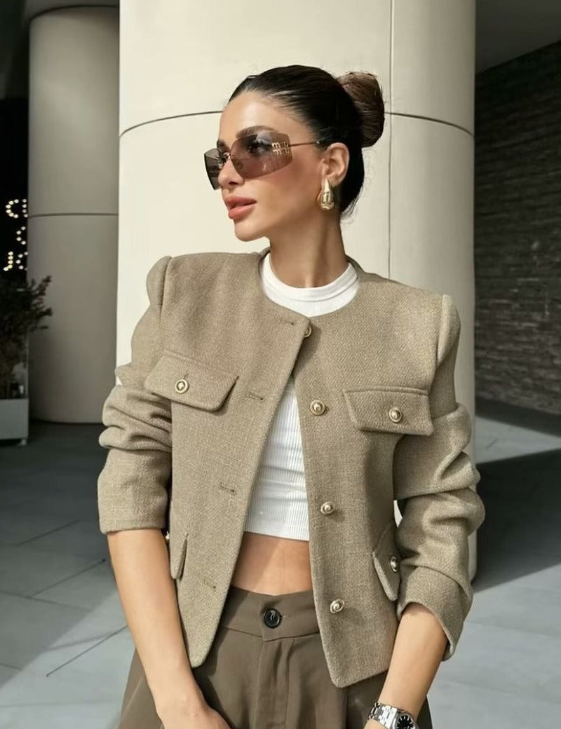 Grace Pearl Button Cropped Jacket