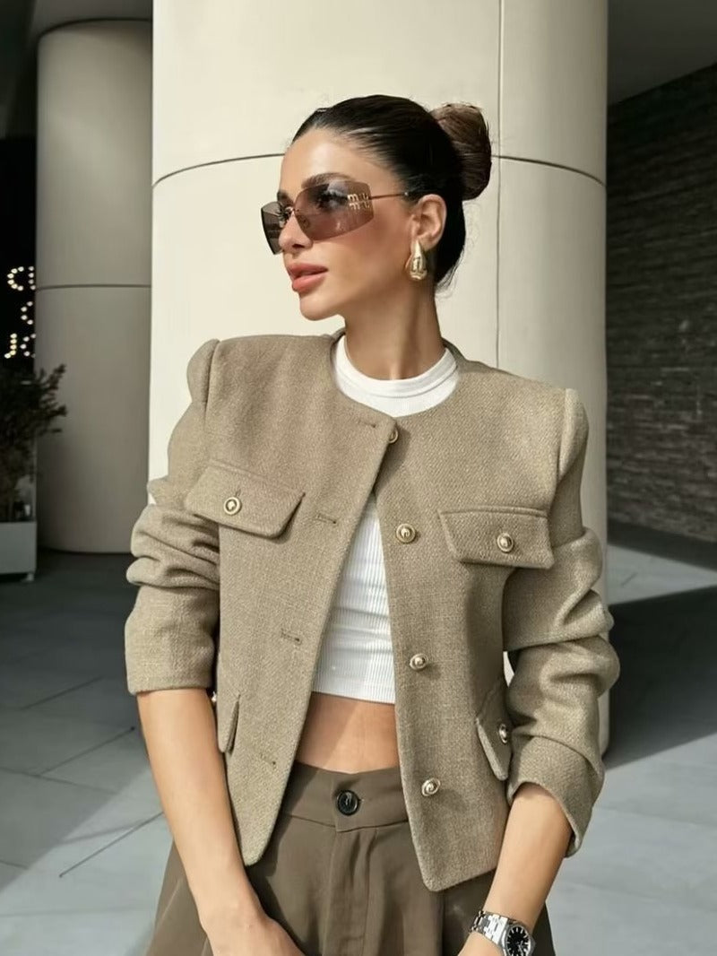 Grace Pearl Button Cropped Jacket