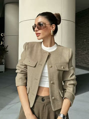 Grace Pearl Button Cropped Jacket