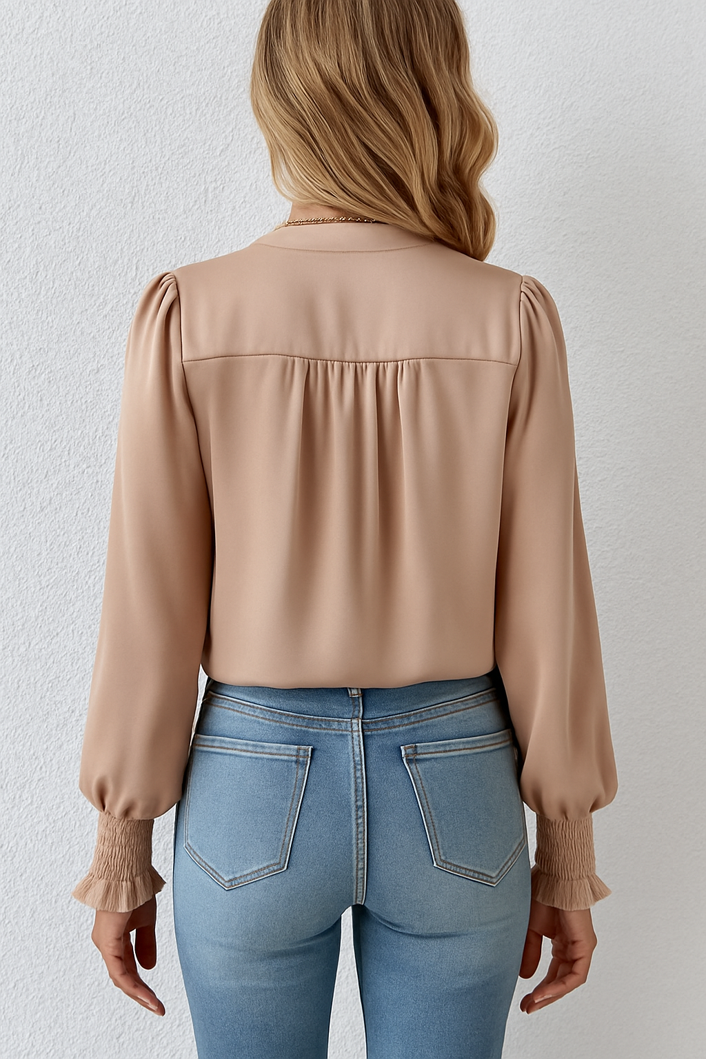 Elegant Long-Sleeve Wrap Blouse