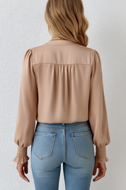 Elegant Long-Sleeve Wrap Blouse