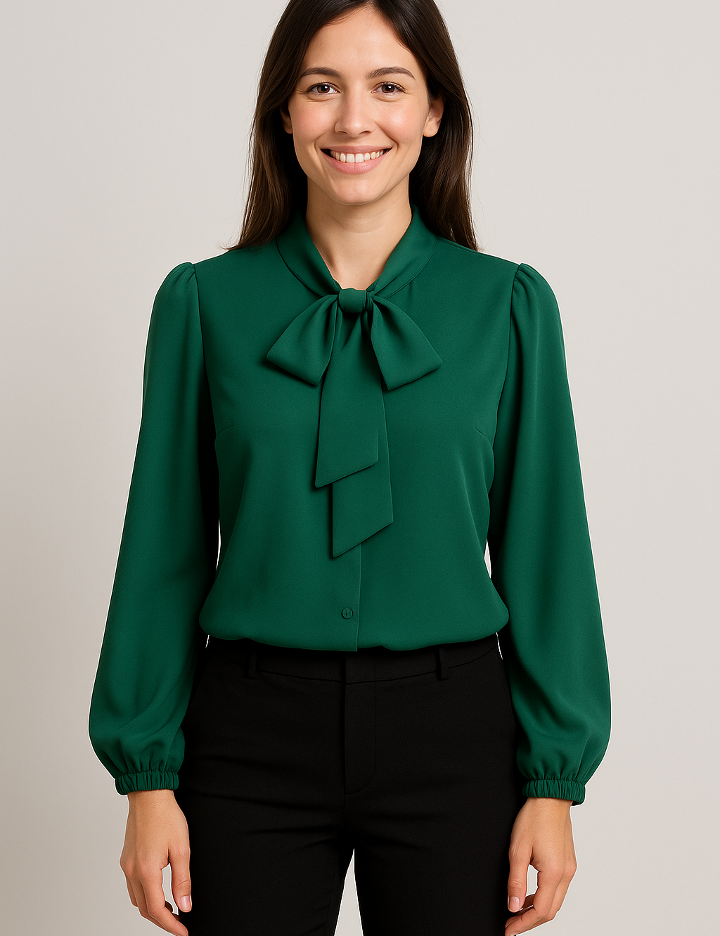 Elegant Long Sleeve Blouse with Bow Detail