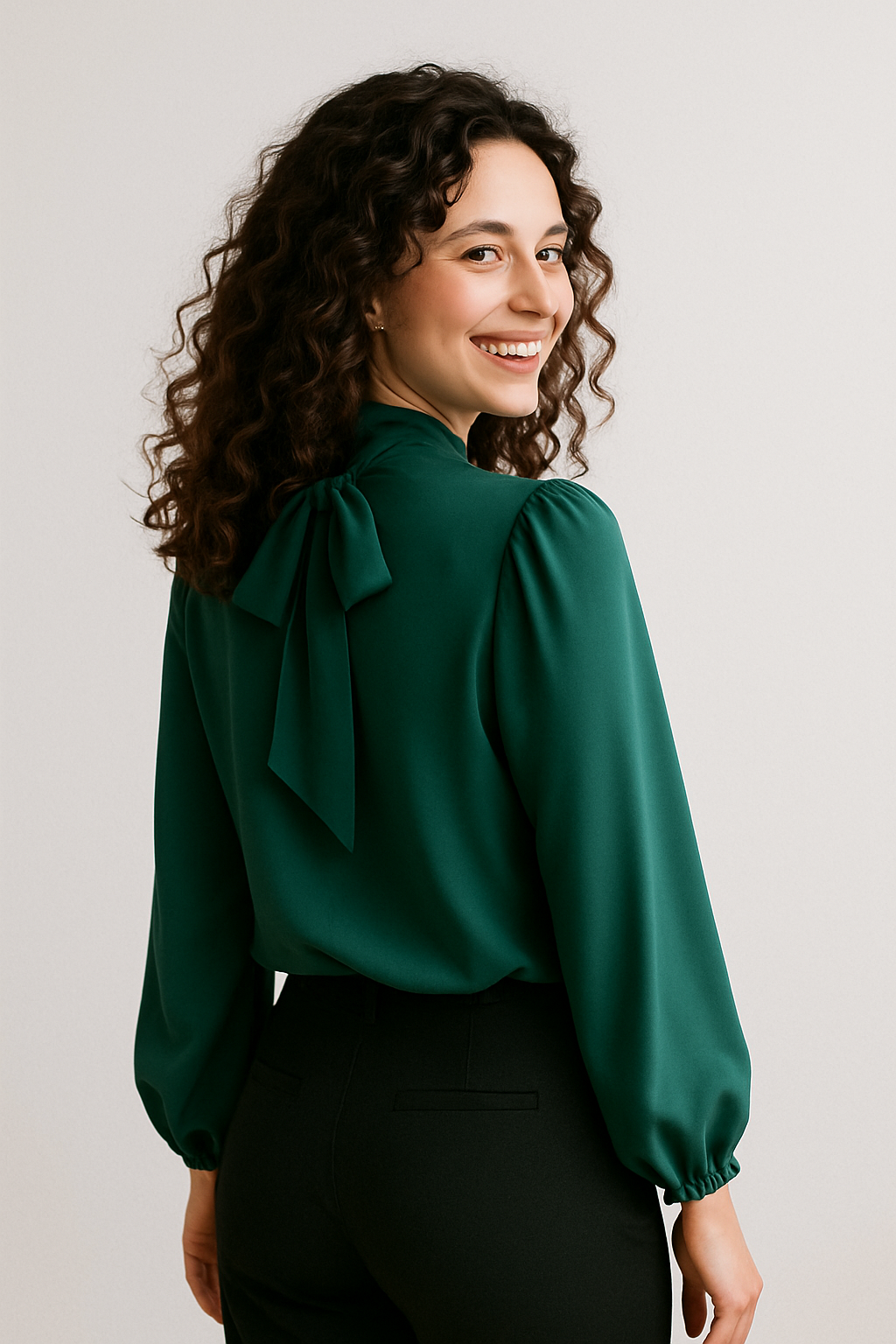 Elegant Long Sleeve Blouse with Bow Detail