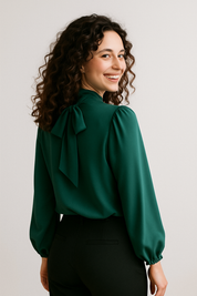 Elegant Long Sleeve Blouse with Bow Detail