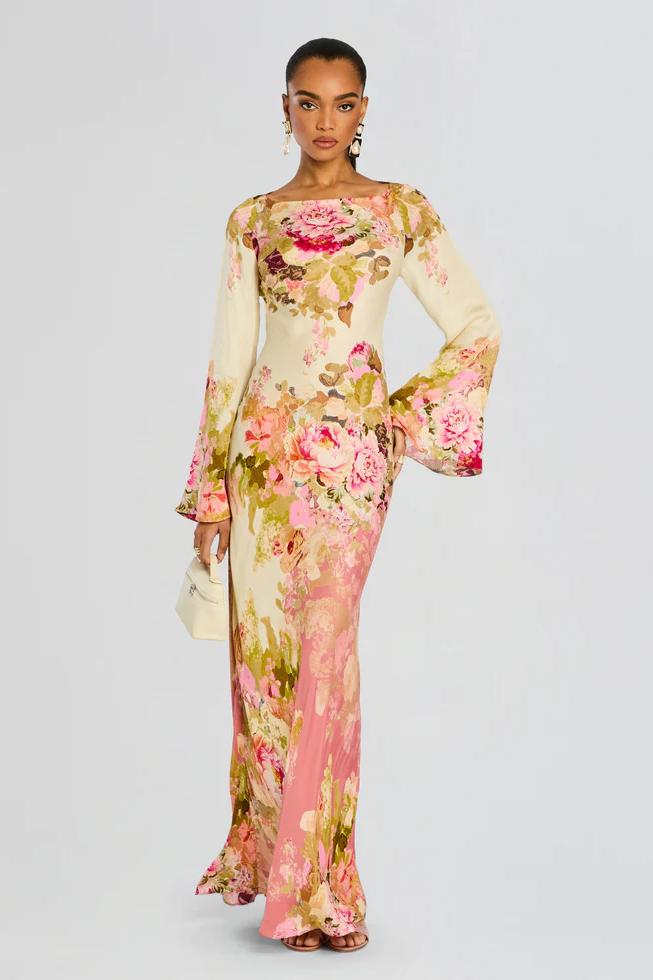 Floral Bell Sleeve Maxi Dress