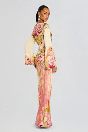 Floral Bell Sleeve Maxi Dress