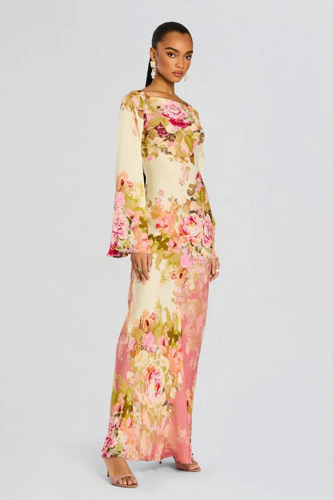 Floral Bell Sleeve Maxi Dress