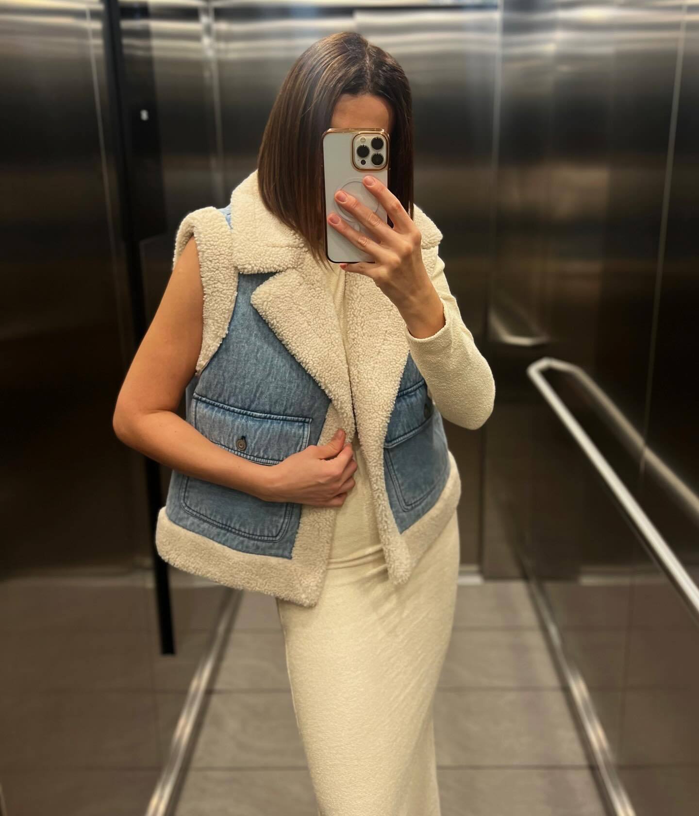 Vintage Shearling Denim Vest