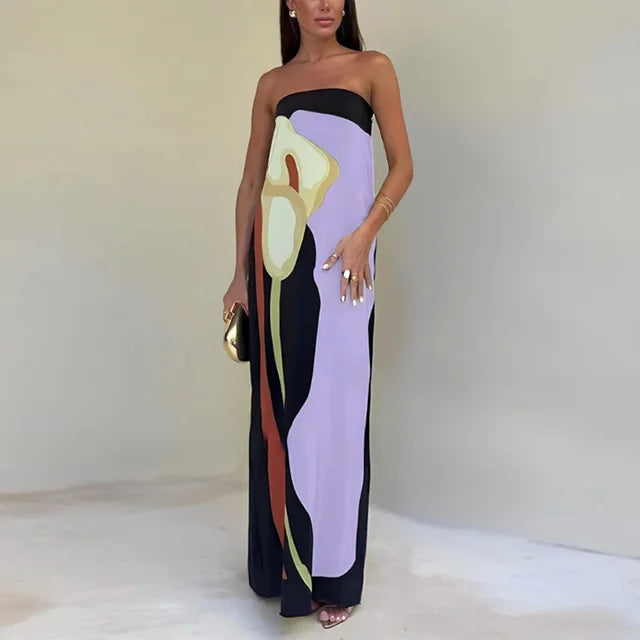 Calla Strapless Printed Maxi Dress