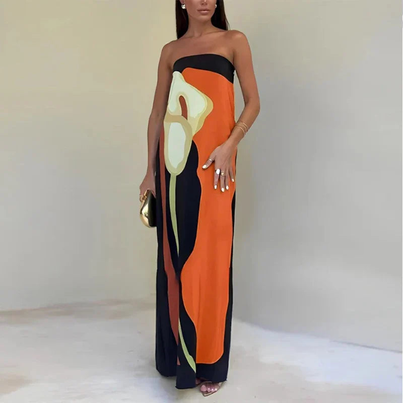 Calla Strapless Printed Maxi Dress