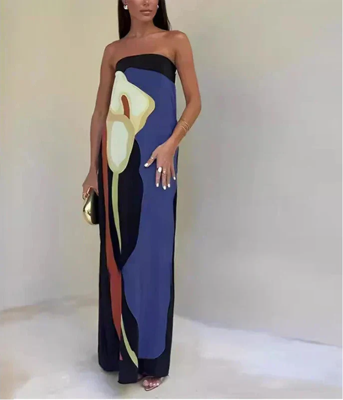Calla Strapless Printed Maxi Dress