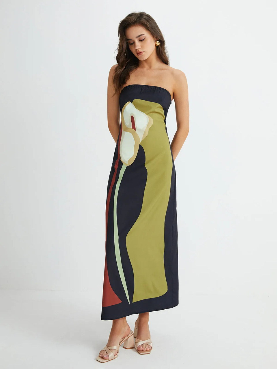 Calla Strapless Printed Maxi Dress