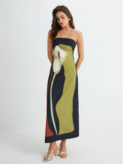 Calla Strapless Printed Maxi Dress