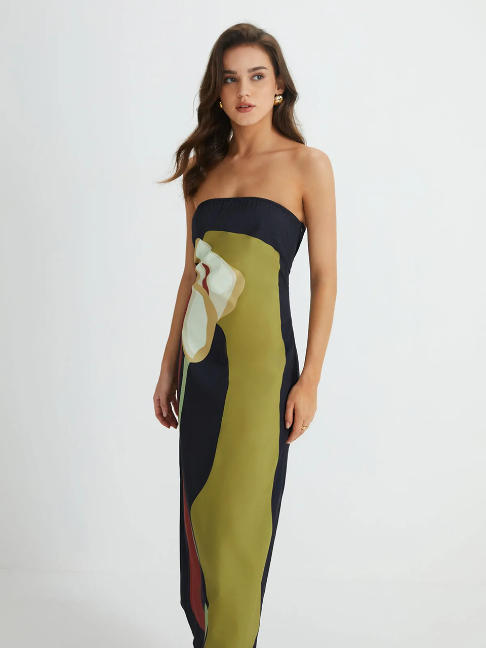 Calla Strapless Printed Maxi Dress