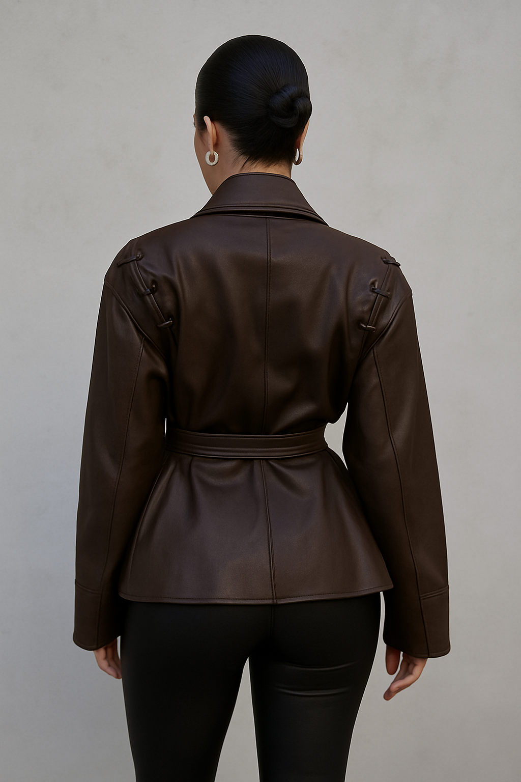 Faux Leather Wrap Jacket