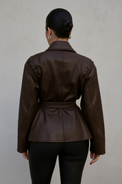 Faux Leather Wrap Jacket
