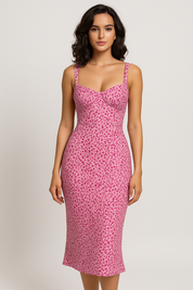Floral Printed Ruffle Strap Midi Dress