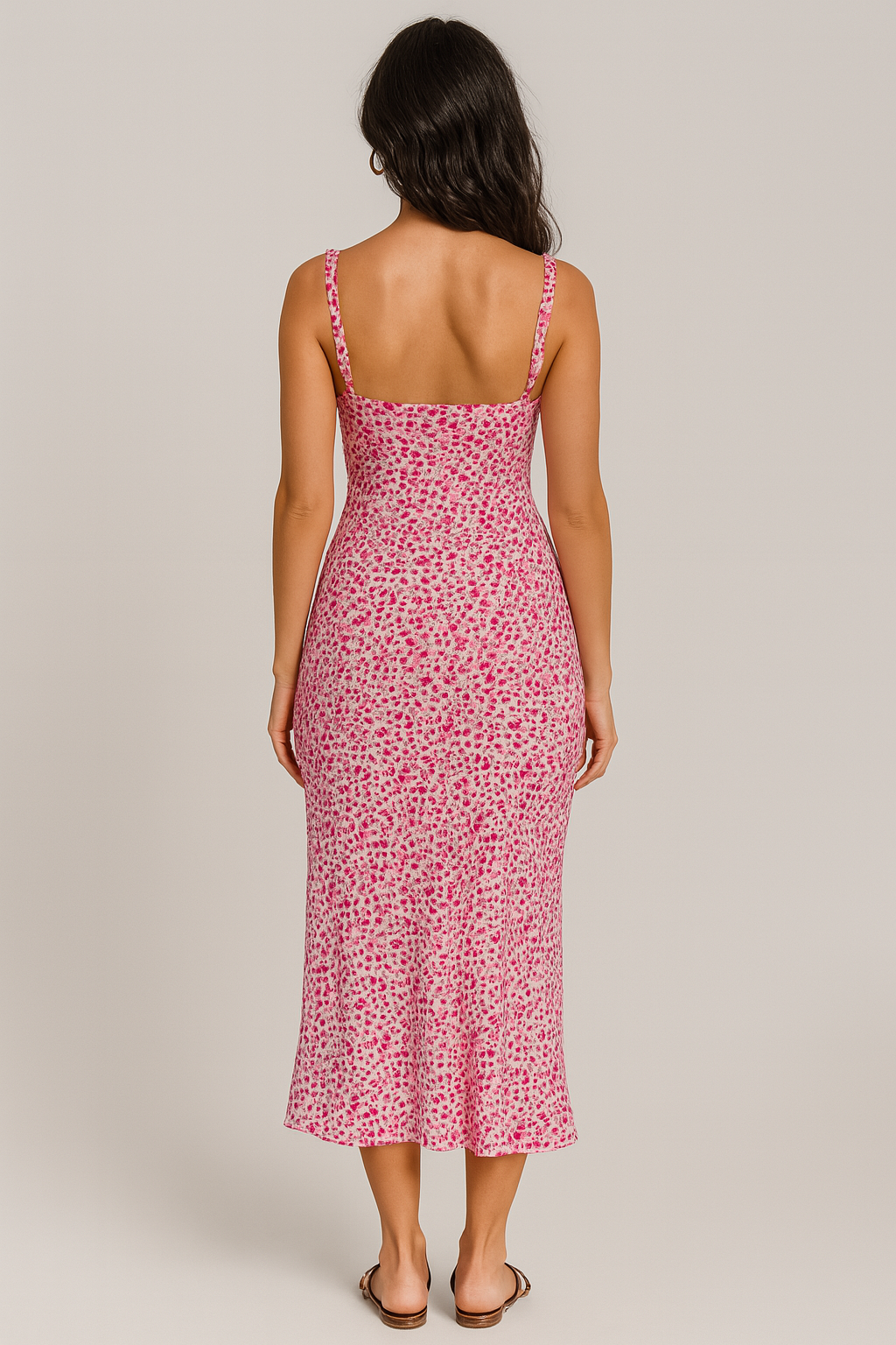 Floral Printed Ruffle Strap Midi Dress