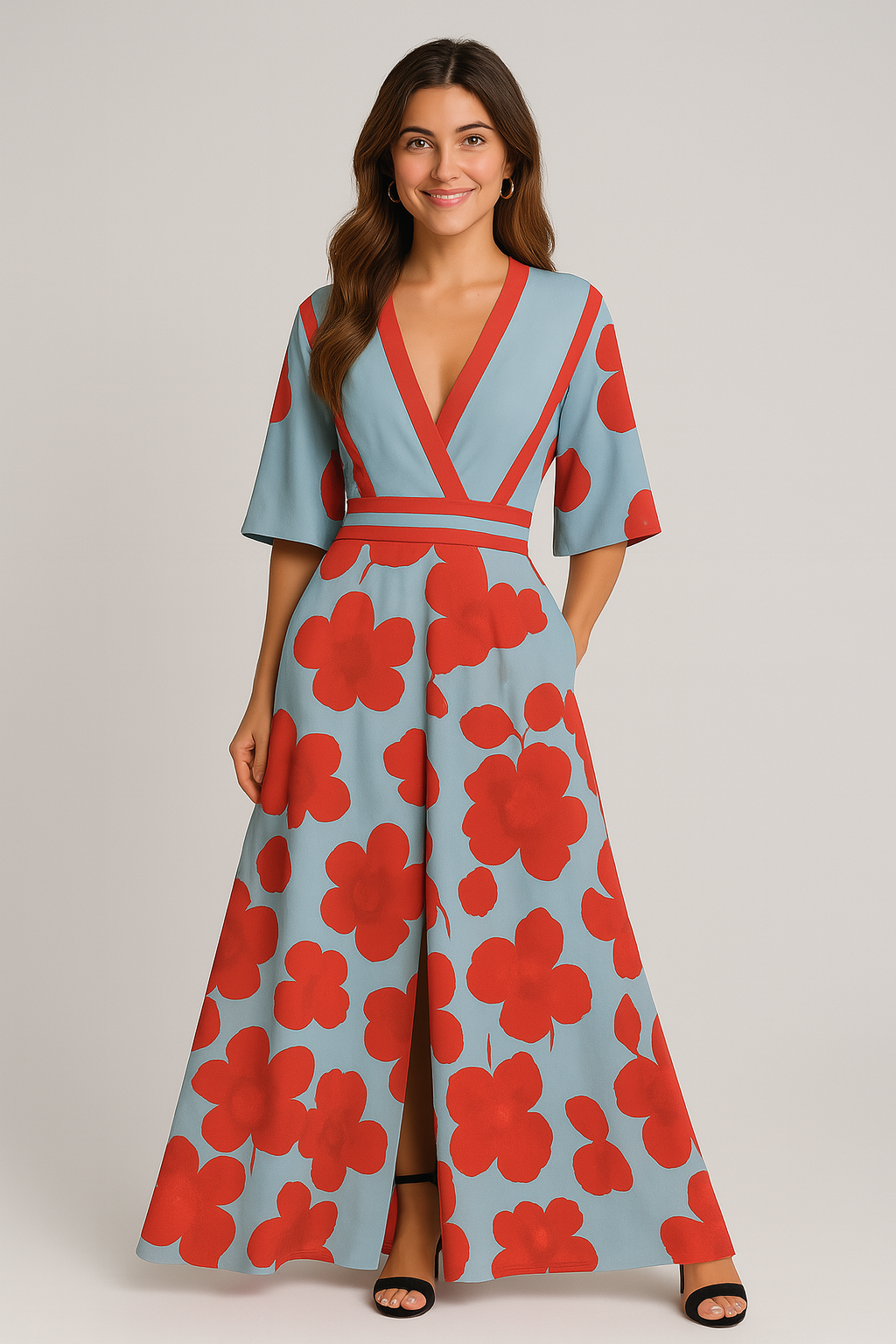 Floral V-Neck Maxi Dress