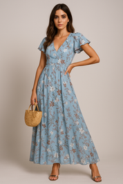 Blue Floral Maxi Dress
