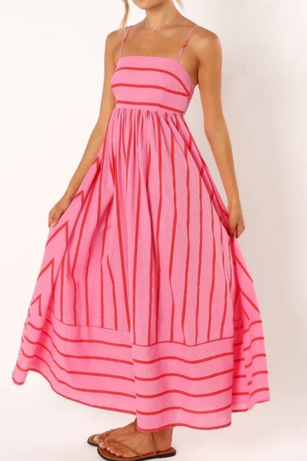 Striped Strappy Maxi Dress