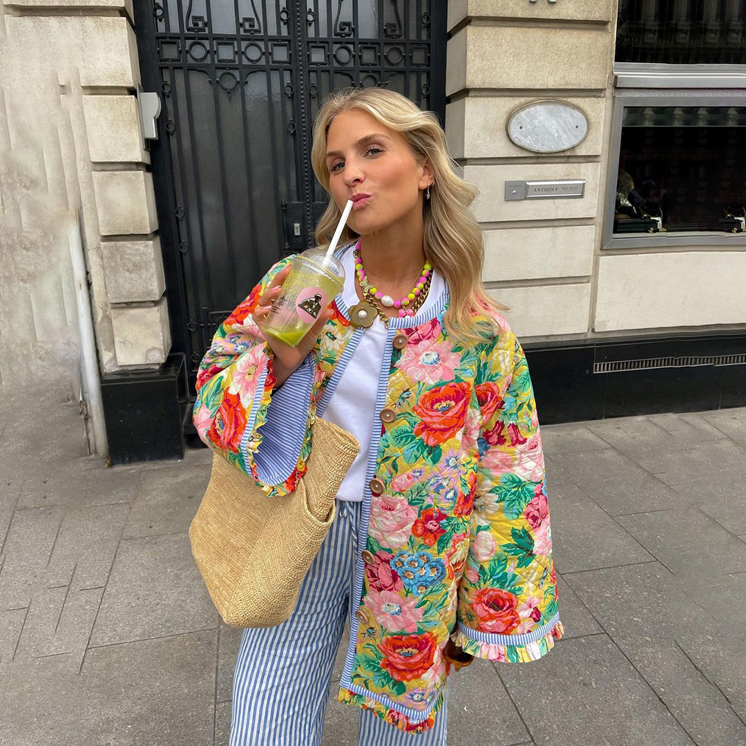 Vintage-Inspired Quilted Floral Jacket