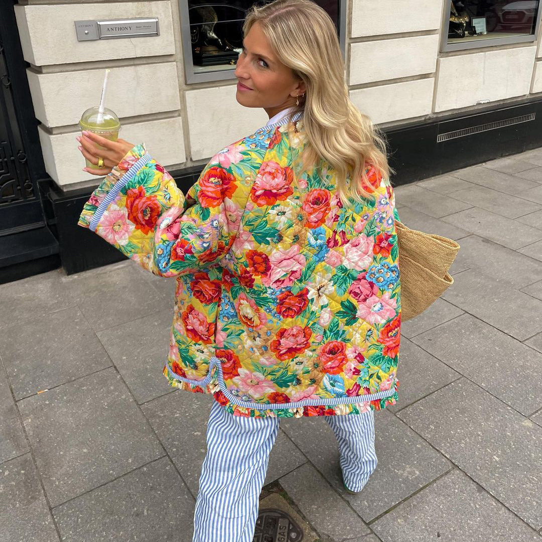 Vintage-Inspired Quilted Floral Jacket