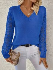 Crochet Sleeve Knit Sweater