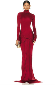 Red High Neck Maxi Dress