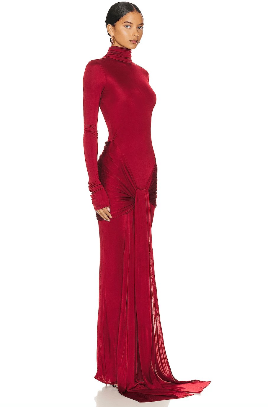 Red High Neck Maxi Dress