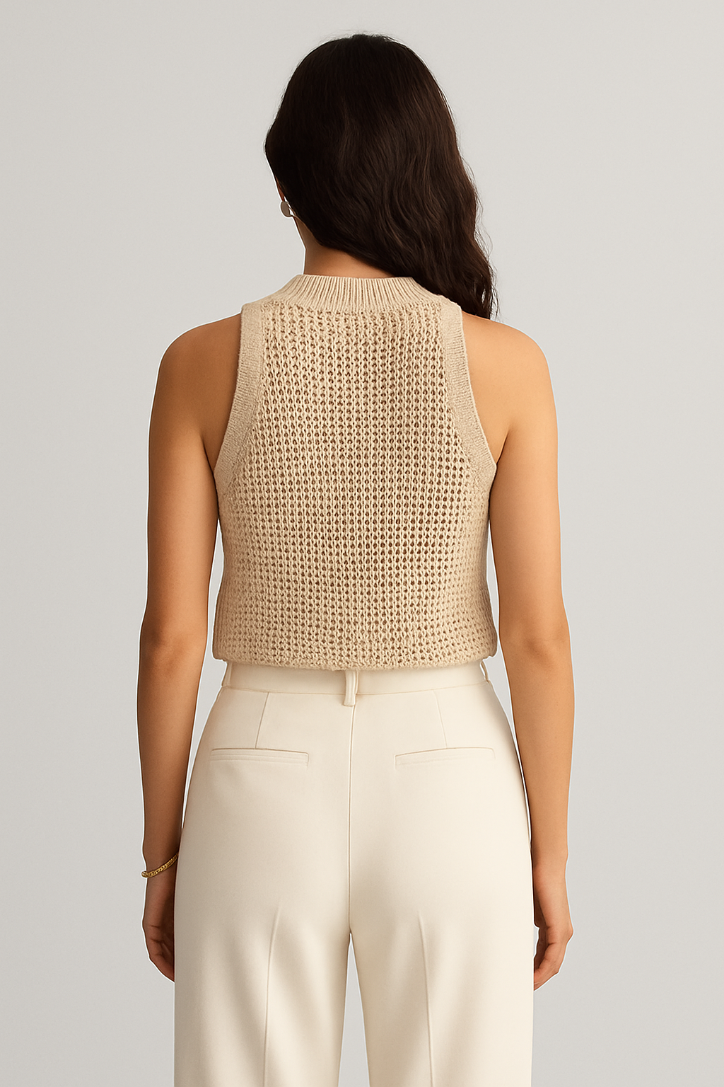 Knit Hollow Solid Tank Top