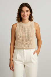 Knit Hollow Solid Tank Top