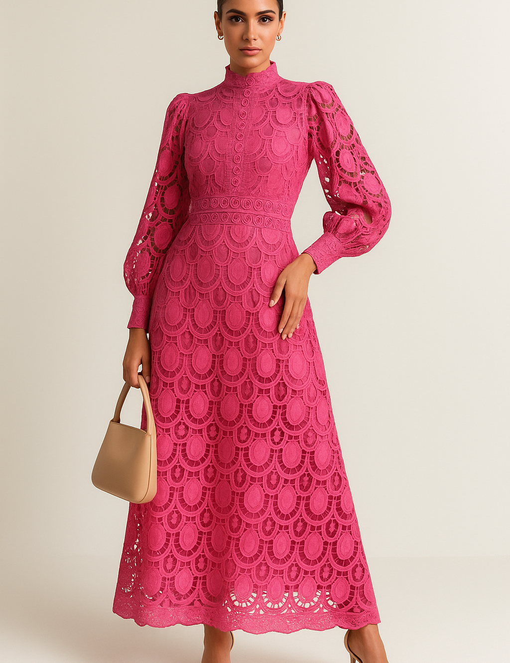 Pink Lace Maxi Dress