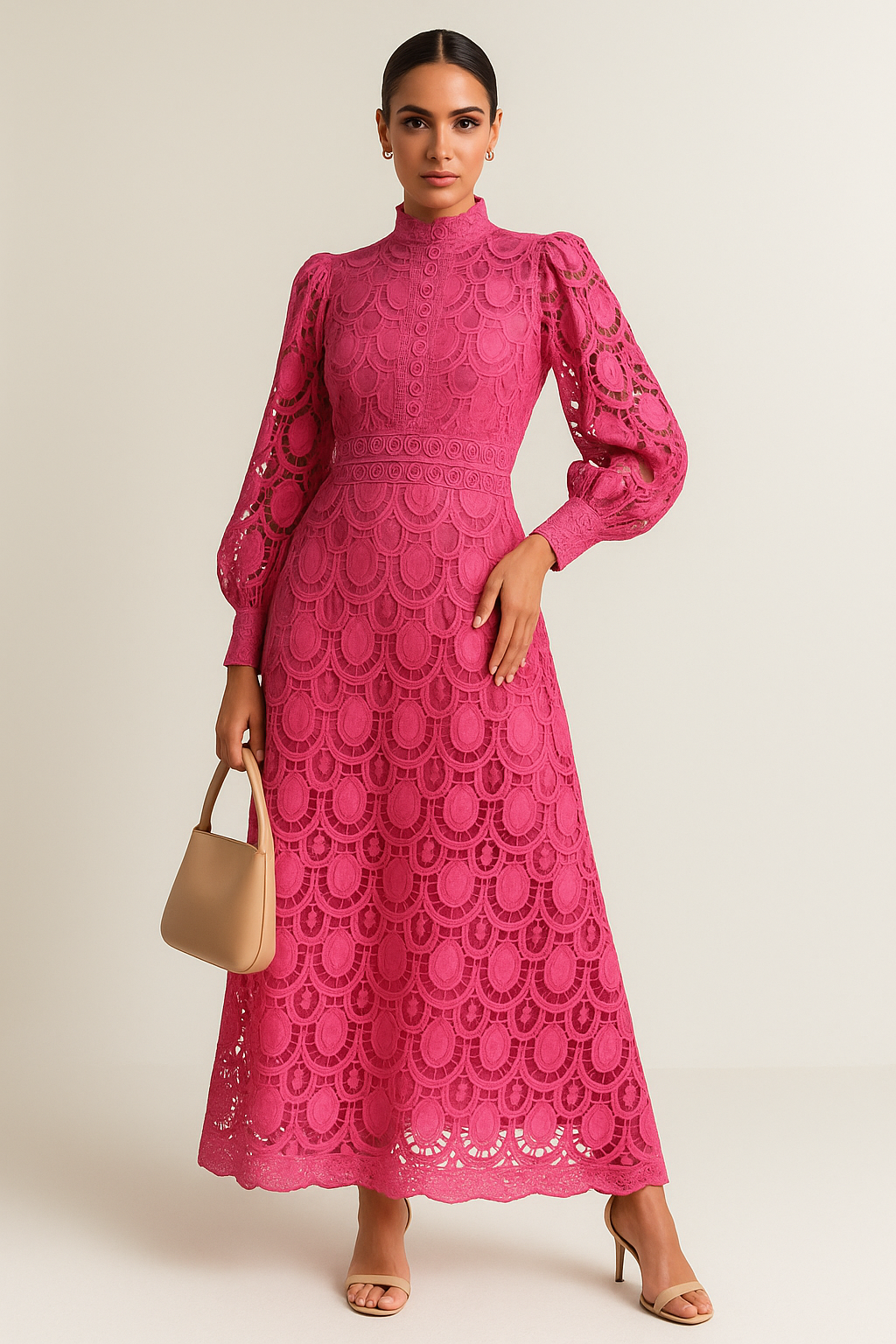 Pink Lace Maxi Dress