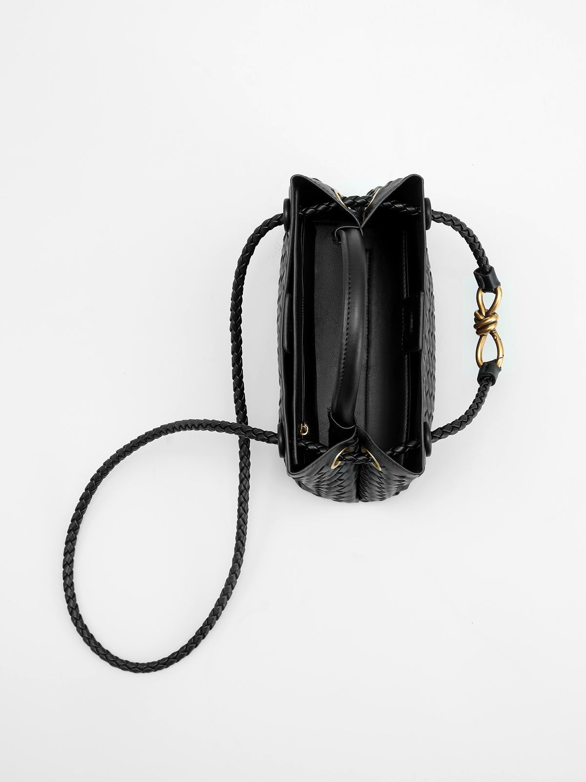 Woven Top Handle Bag with Twist Accent