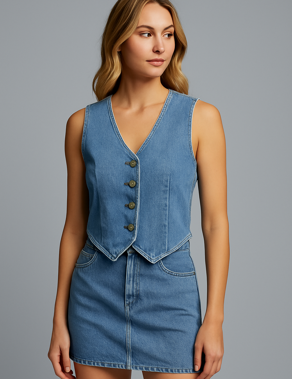 Modelo Denim Waistcoat